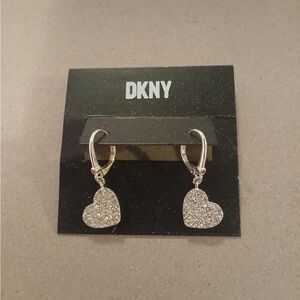 DKNY Glittering Silver Heart Earrings
